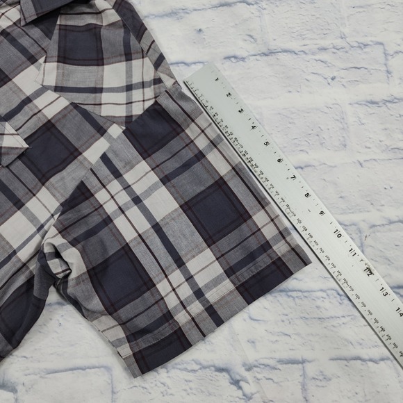 Plains Western Wear Shirt MENS 2X Plaid Big Man Short Sleeve Pearl Snap Buttons - Picture 8 of 11